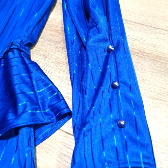 Beautiful Vintage Cobalt Blue Frilly Dress 80s - Picture 4 of 8